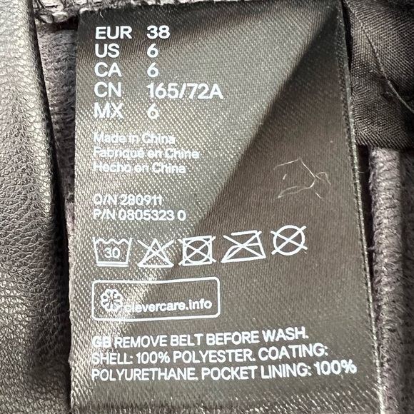 H&M, Size:6, Black Paperbag Vegan Leather, High Rise Tapered Leg Pants, EUC! - Picture 12 of 13